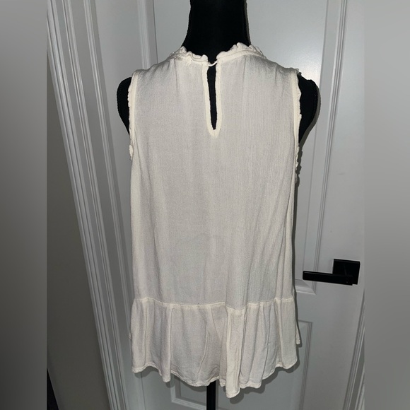 Ivory Sleeveless Embroidered Ruffled-Hem Tunic Top - Picture 3 of 3